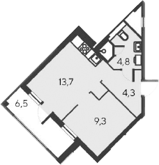 2-комн., 32.1 м²