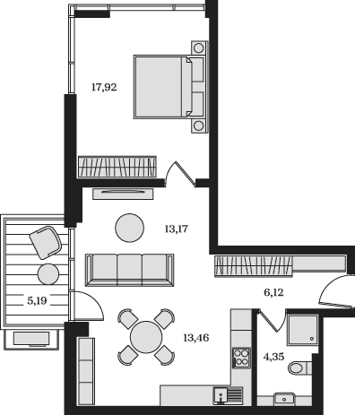 2-комн., 55.03 м²