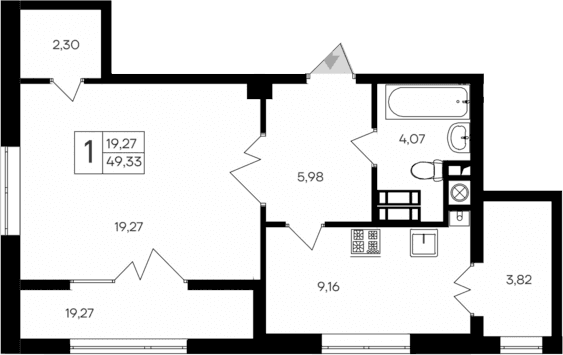 1-комн., 40.78 м²