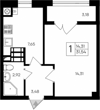 1-комн., 28.36 м²