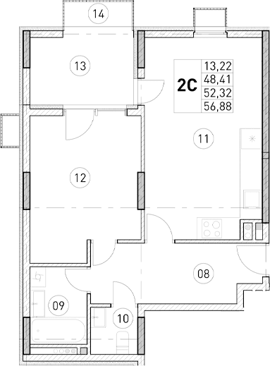 1-комн., 48.41 м²