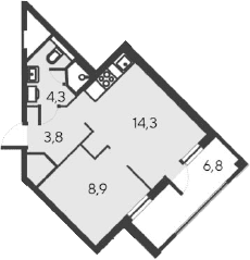 2-комн., 31.3 м²