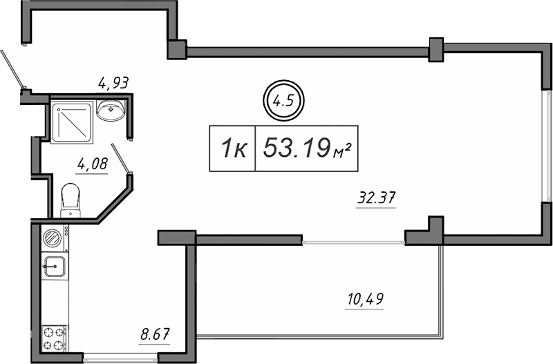 1-комн., 50.04 м²
