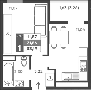 1-комн., 29.93 м²