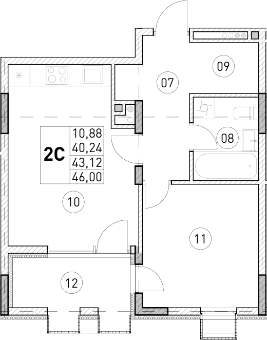 1-комн., 40.24 м²