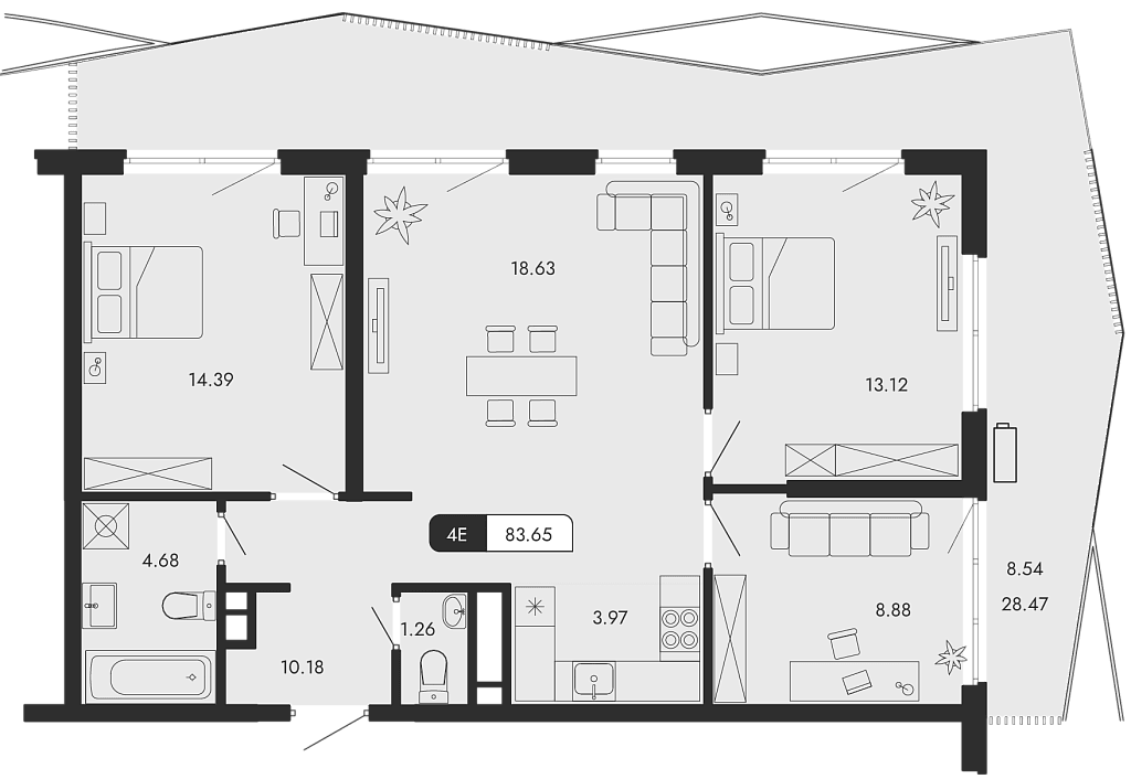 4-комн., 75.33 м²