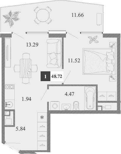 1-комн., 37.06 м²