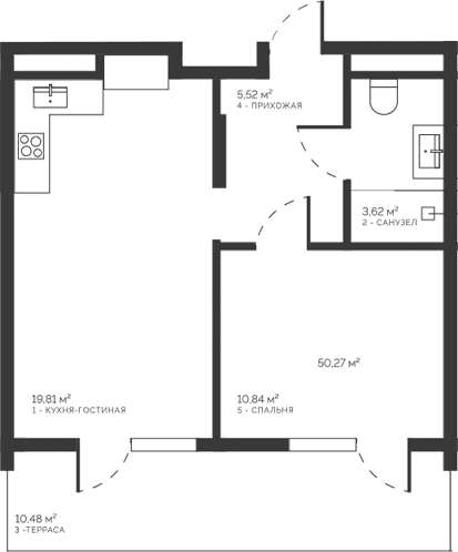 2-комн., 39.79 м²
