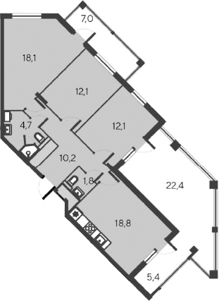4-комн., 76.7 м²