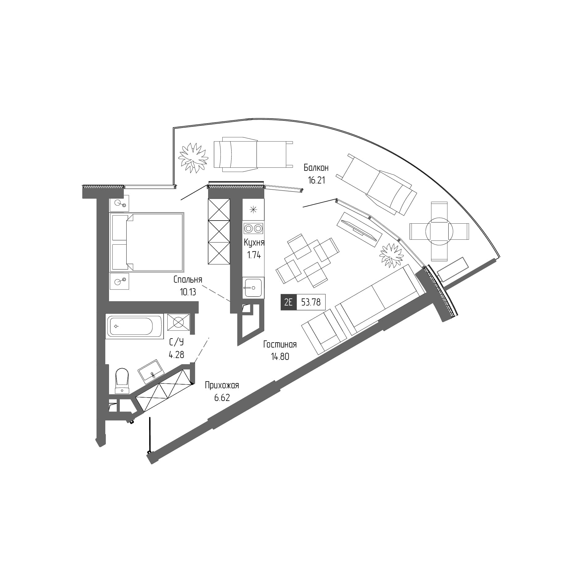 2-комн., 37.57 м²