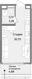 Студия, 24.03 м²