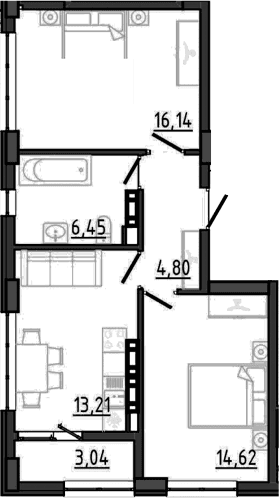 2-комн., 55.22 м²