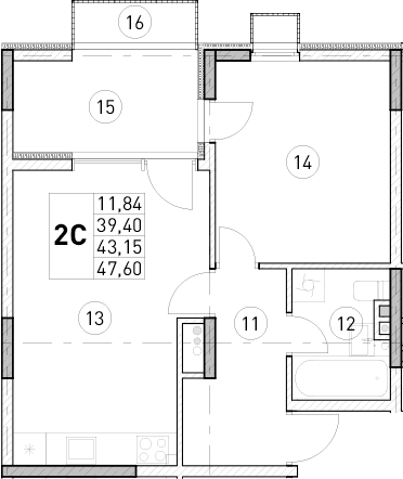 1-комн., 39.4 м²