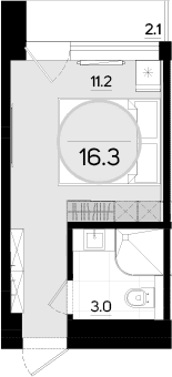 Студия, 14.2 м²