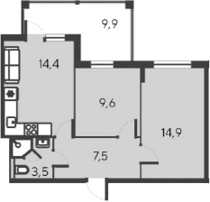 3-комн., 49.9 м²