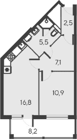 2-комн., 42.8 м²