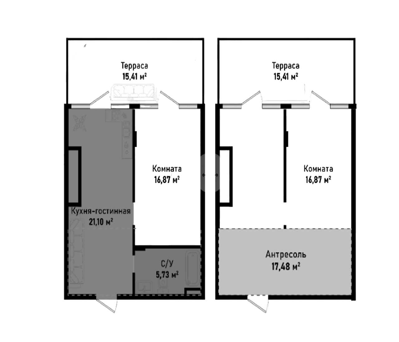2-комн., 61.18 м²