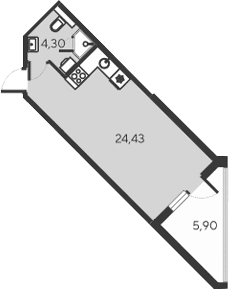 Студия, 28.73 м²