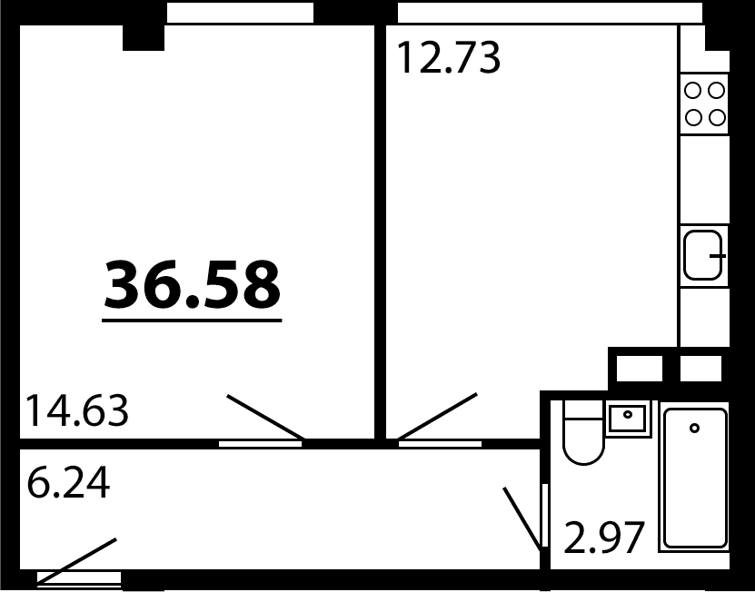 1-комн., 36.58 м²