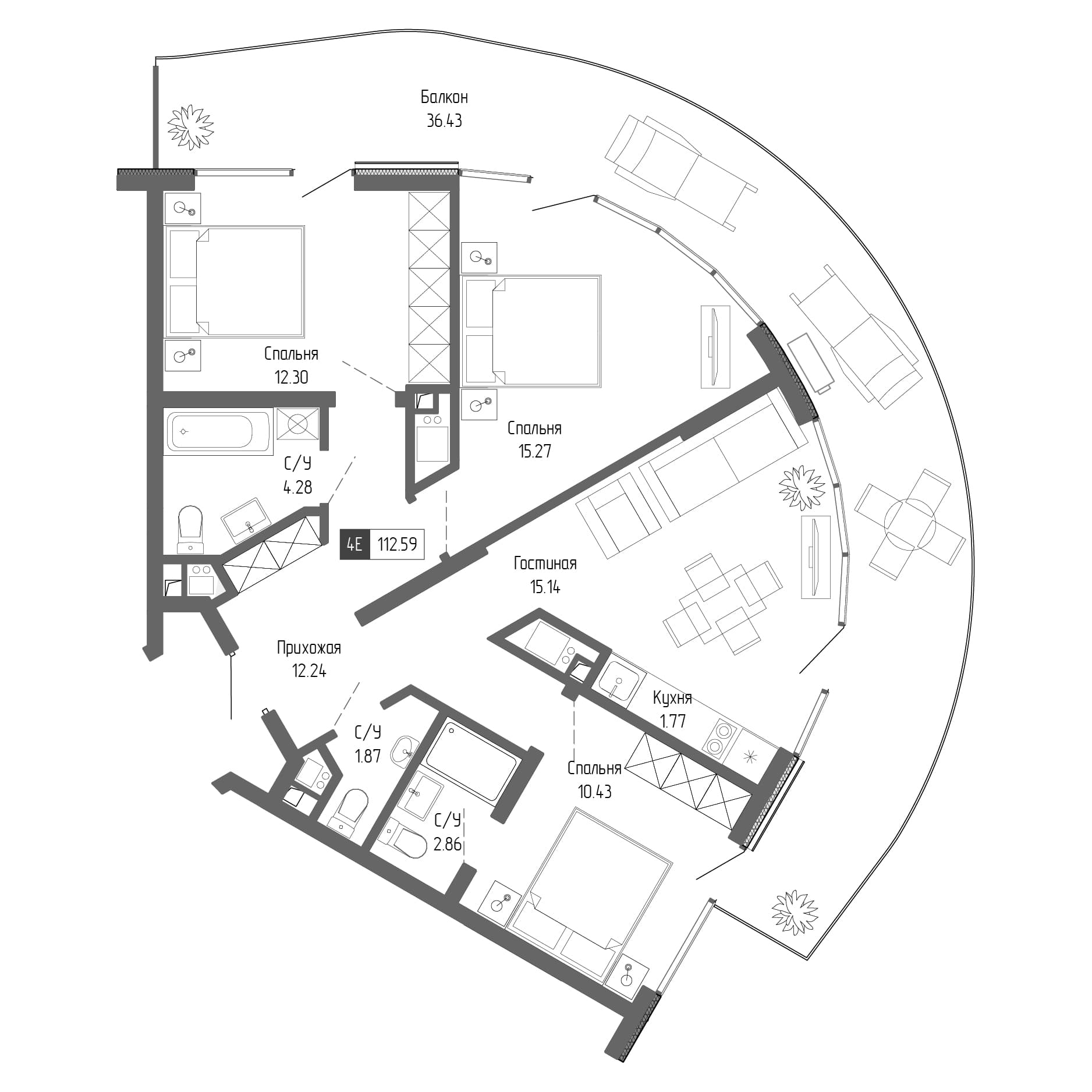 4-комн., 76.16 м²