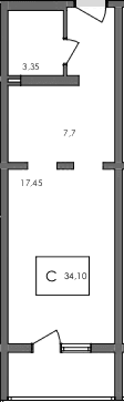 Студия, 30.6 м²