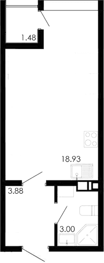 Студия, 25.08 м²