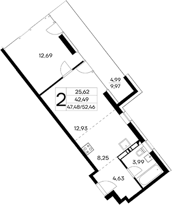 2-комн., 47.47 м²