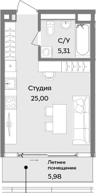 Студия, 30.31 м²