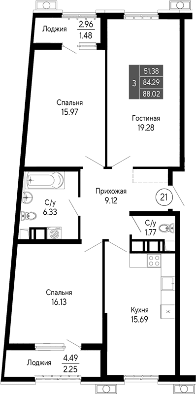 4-комн., 84.29 м²