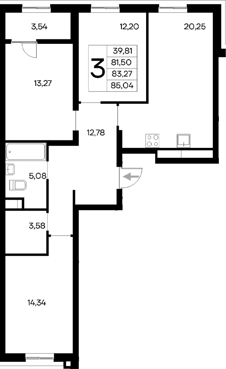 3-комн., 81.5 м²