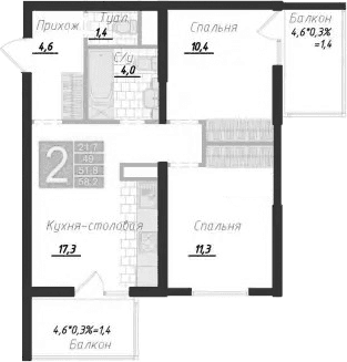 3-комн., 49 м²