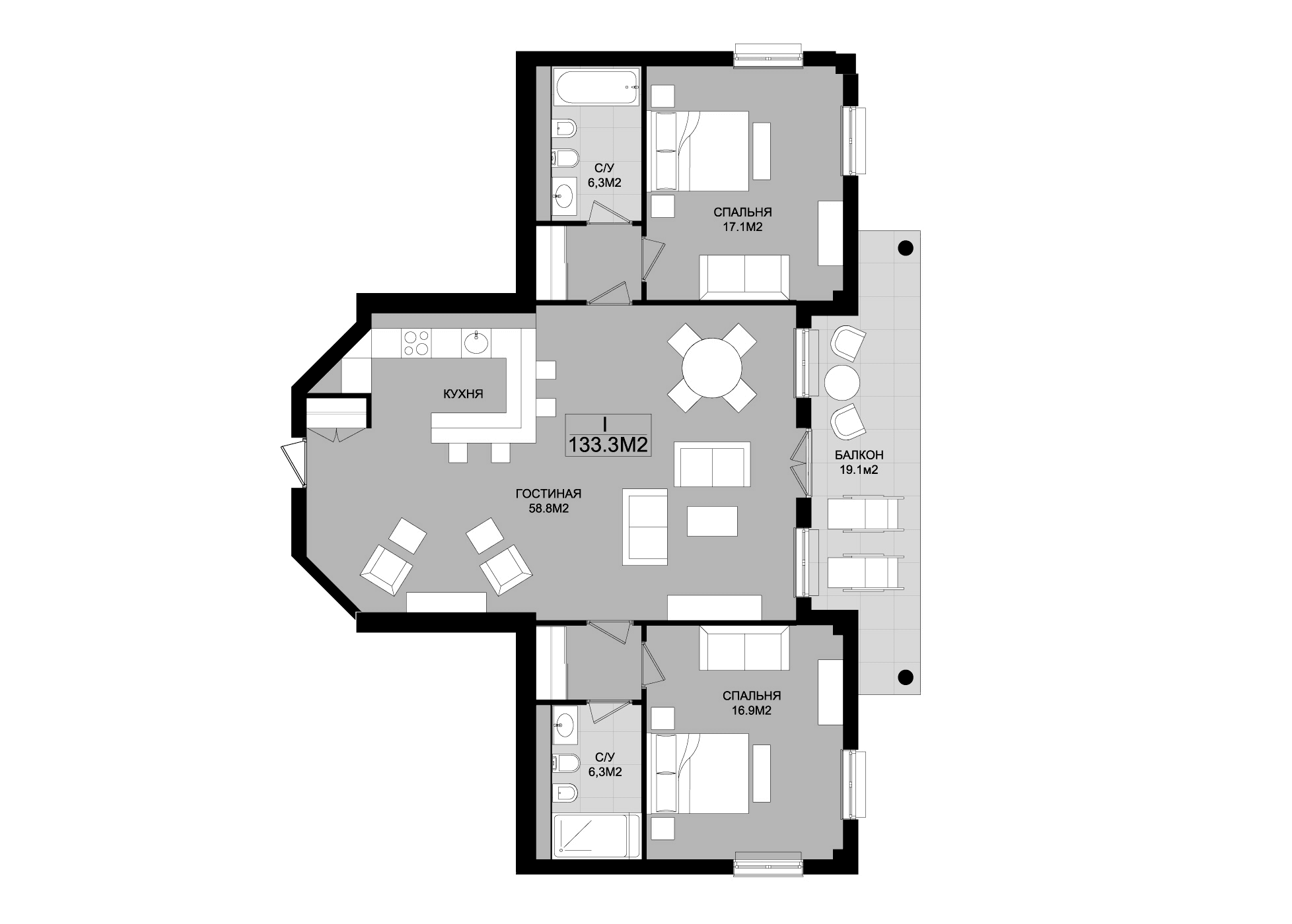 2-комн., 114.2 м²