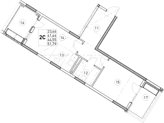 1-комн., 41.44 м²