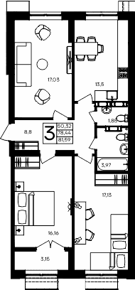 3-комн., 78.44 м²