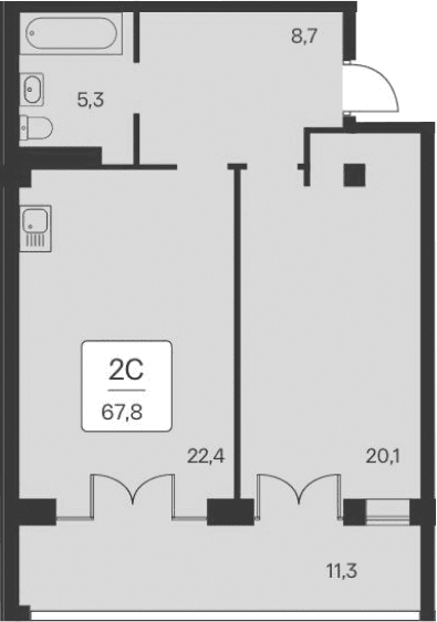 1-комн., 56.5 м²