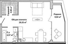 Студия, 37.66 м²
