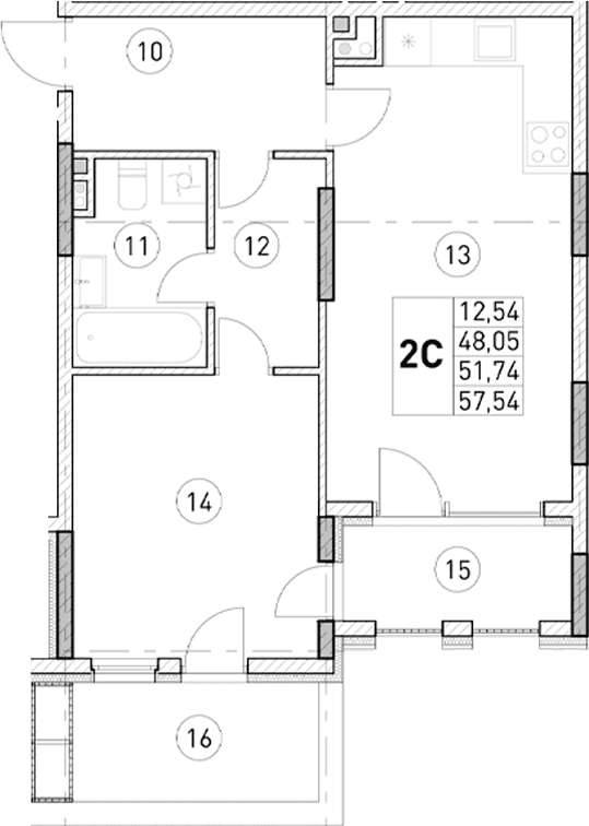 1-комн., 48.05 м²