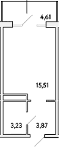 Студия, 22.61 м²