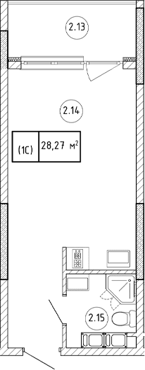 Студия, 23.82 м²