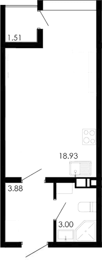 Студия, 25.05 м²