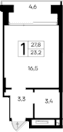 Студия, 23.2 м²