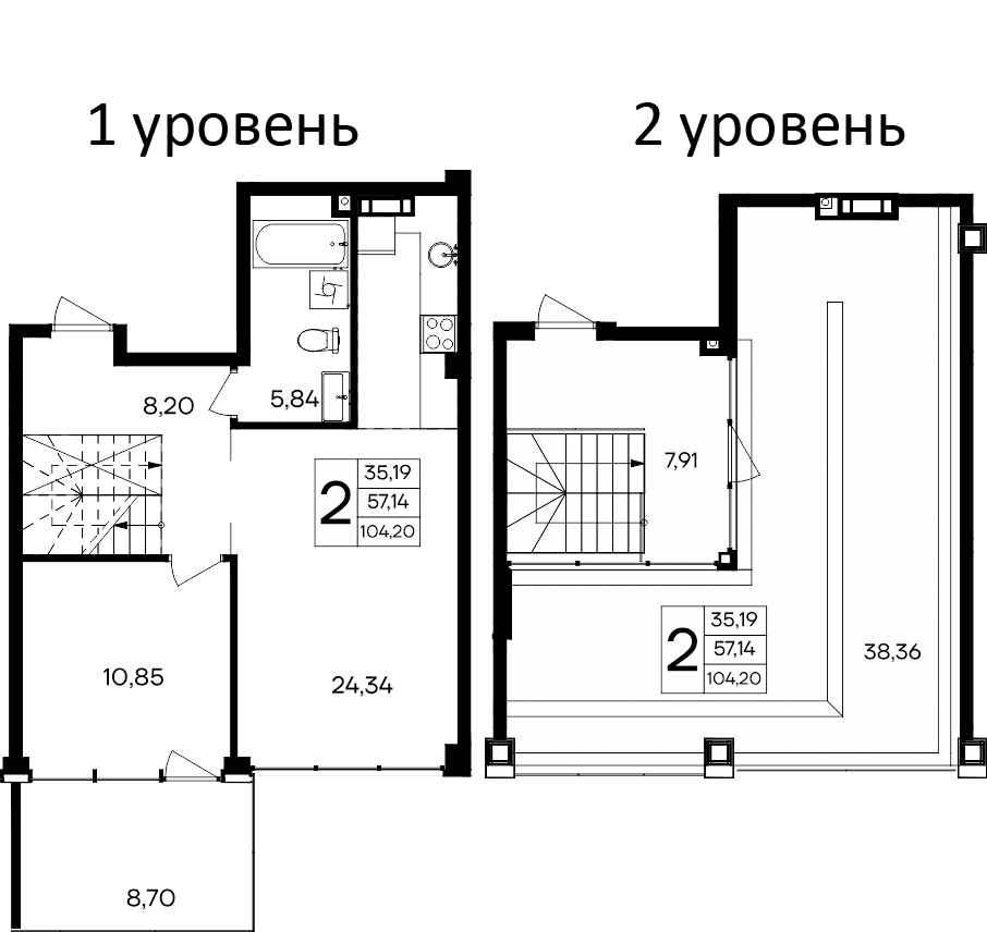 2-комн., 95.5 м²