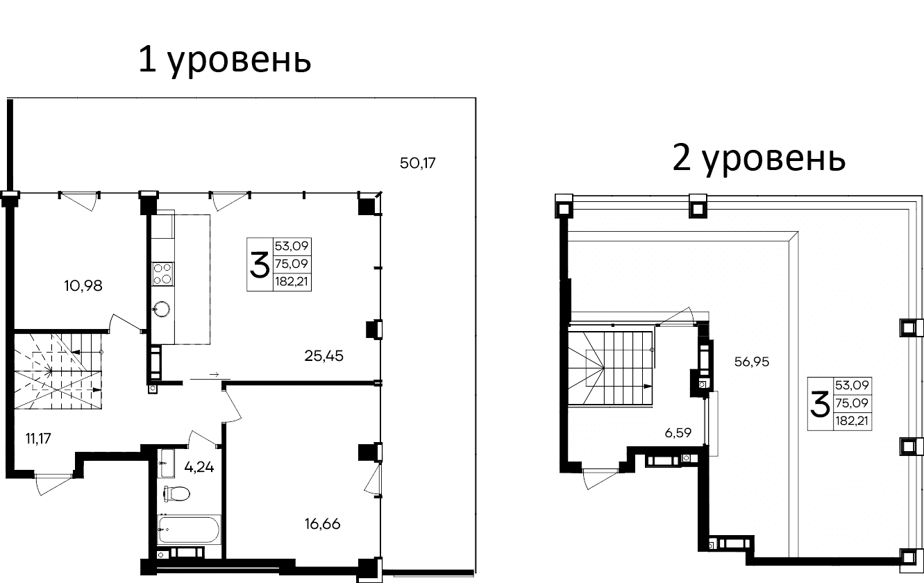 2-комн., 75.09 м²