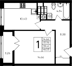 1-комн., 37.78 м²
