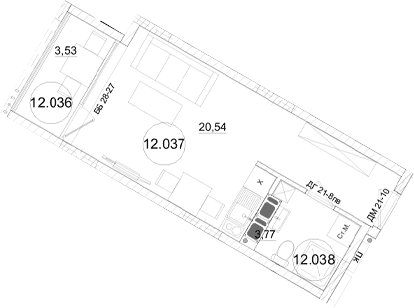 Студия, 24.31 м²
