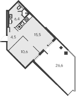 2-комн., 37 м²