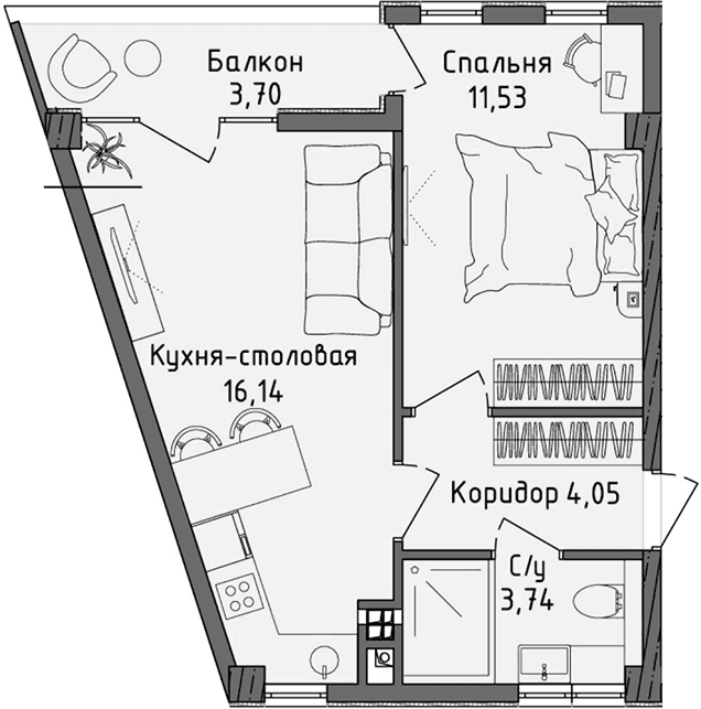 2-комн., 35.46 м²