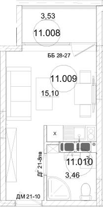 Студия, 18.64 м²
