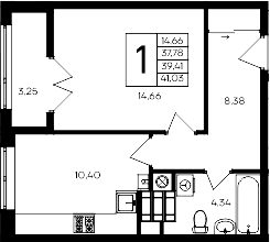 1-комн., 37.78 м²