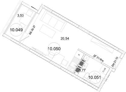 Студия, 24.31 м²